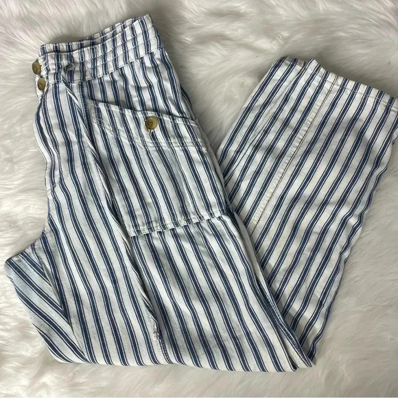 American Eagle High Rise Taper Cotton Pants Striped Size 6 - Picture 7 of 9